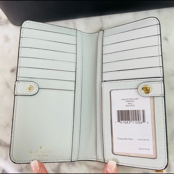 Kate Spade Darcy Large Slim Bifold Wallet Black - Picture 3 of 4